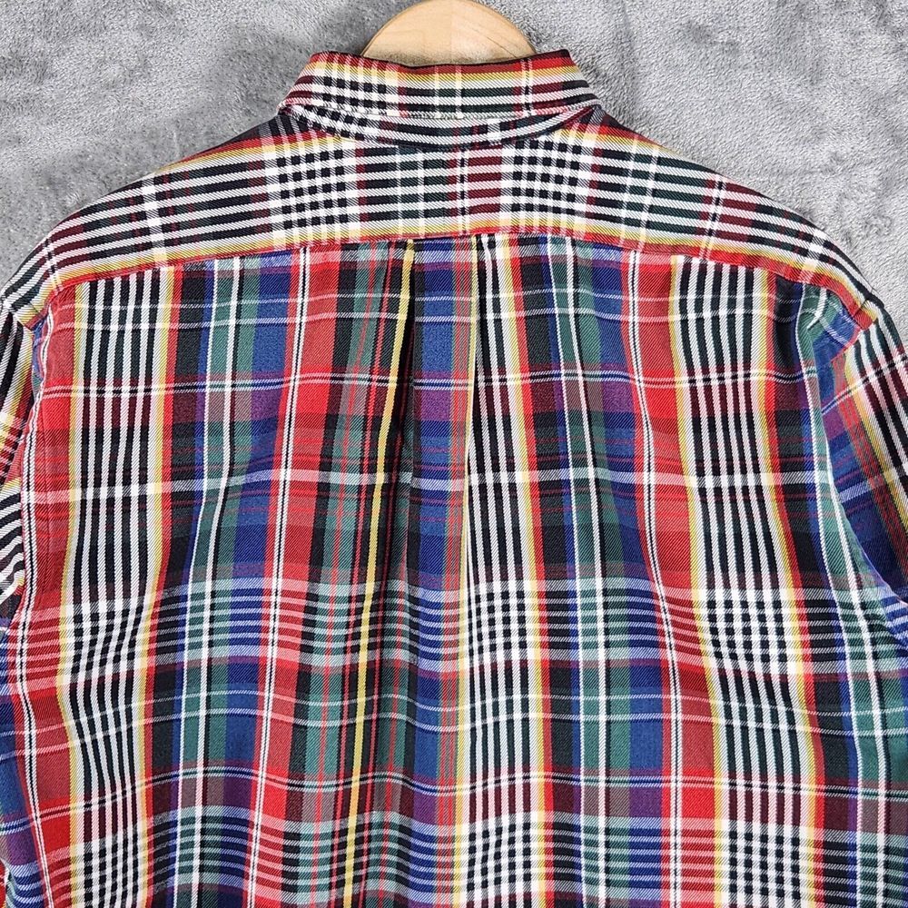 Ralph Lauren Shirt Large Vintage 1990s Denim Tartan Plaid Button Up - Picture 4 of 10